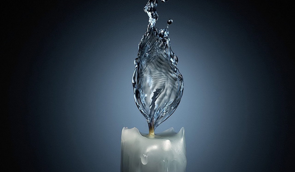 Water flame candle