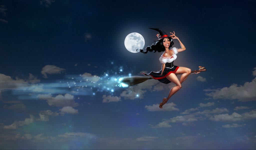 Ведьма летит на метле