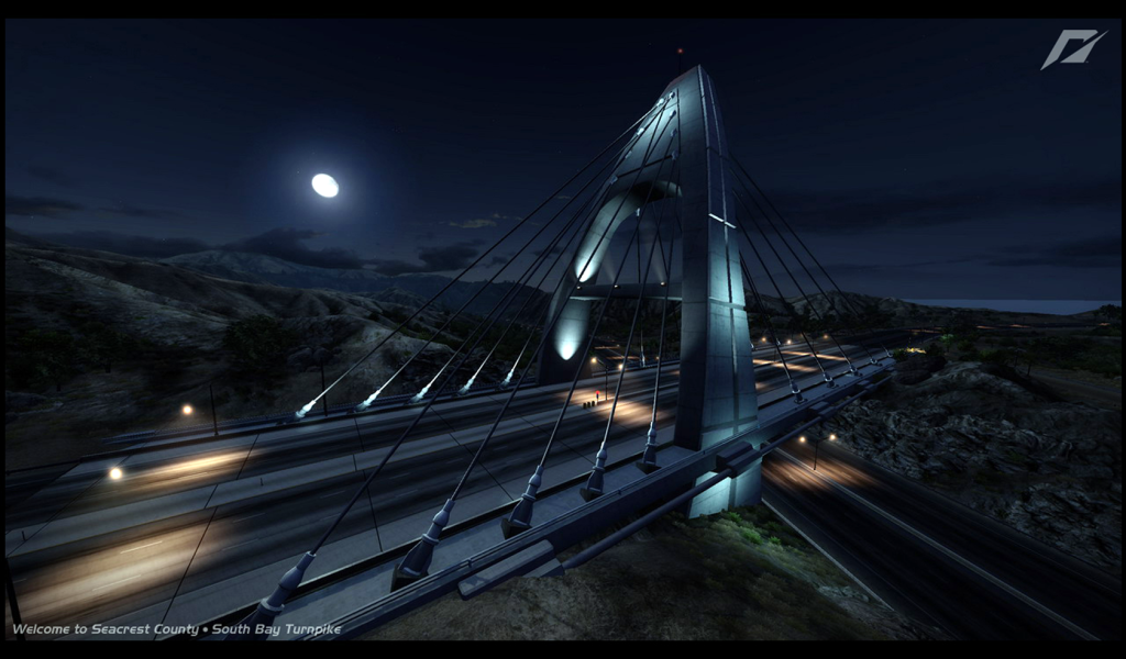 Скоростная дорога в лунную ночь