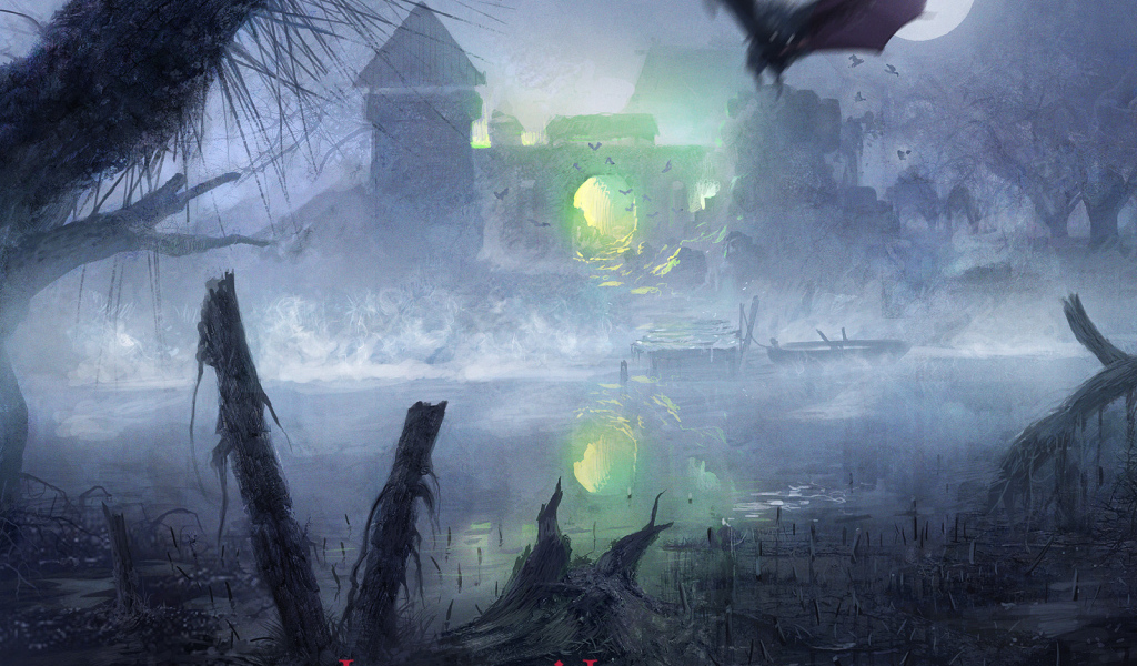 Мрачный пейзаж в игре Ведьмак