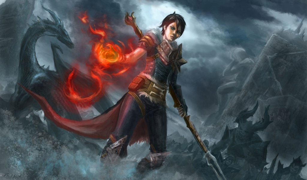 Девушка с огнем в руке