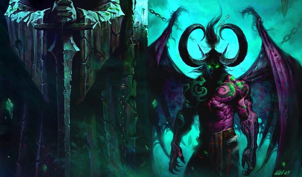 Чудовище с рогами и крыльями