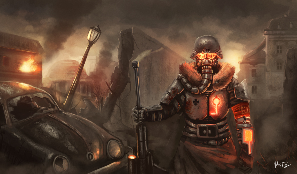 Воин в каске