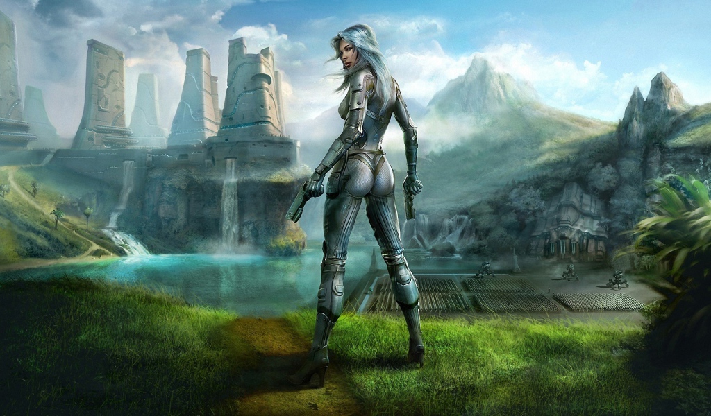 Восход Земли CG девушка