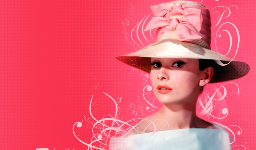 Аудри на розовом фоне