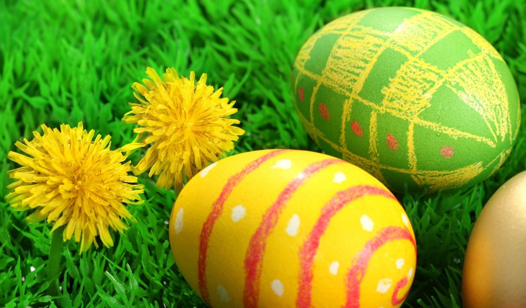 Одуванчики и яйца на Пасху