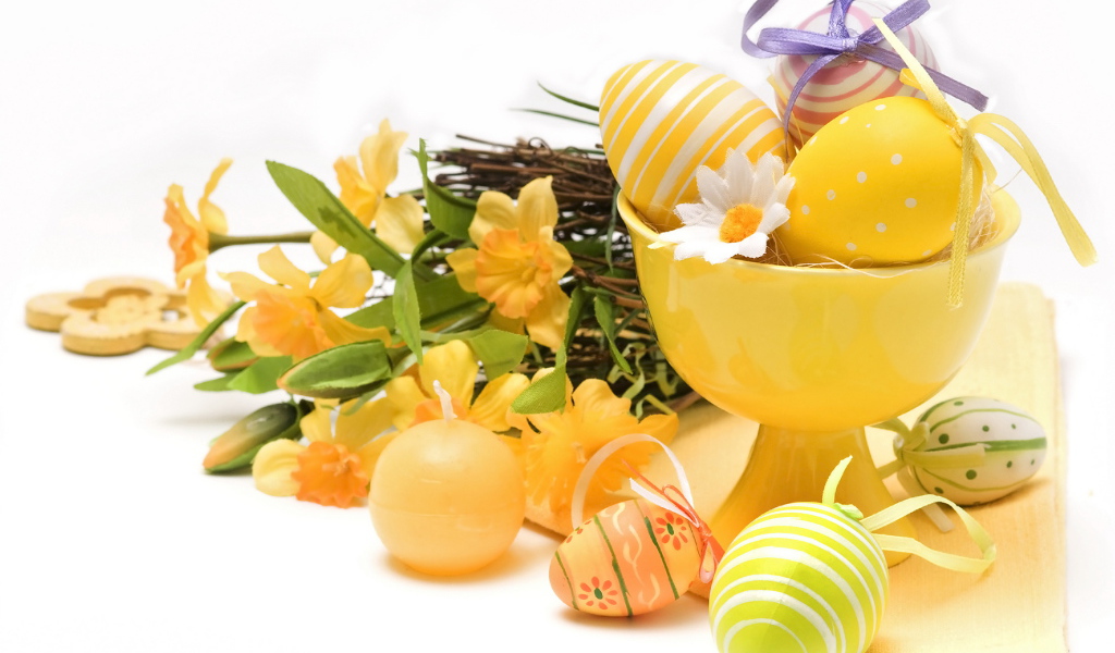 Желтый пасхальный букет на Пасху