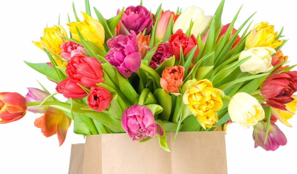 Красивый букет тюльпанов на восьмое марта