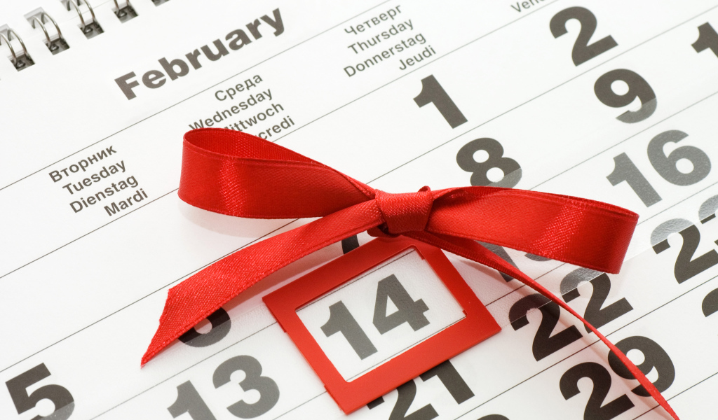 Календарь на День Святого Валентина 14 февраля