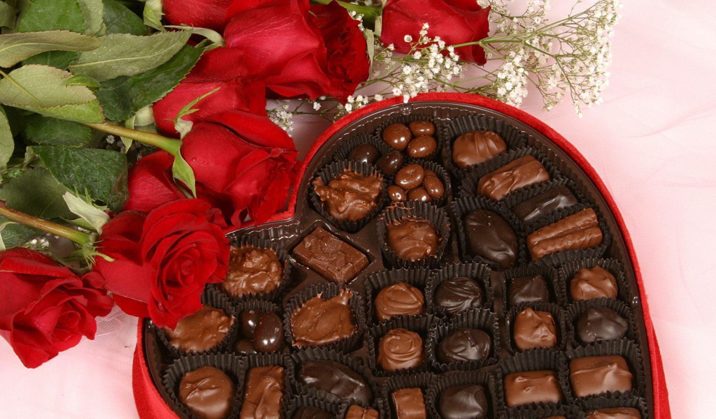 Chocolates and roses for Valentine's Day