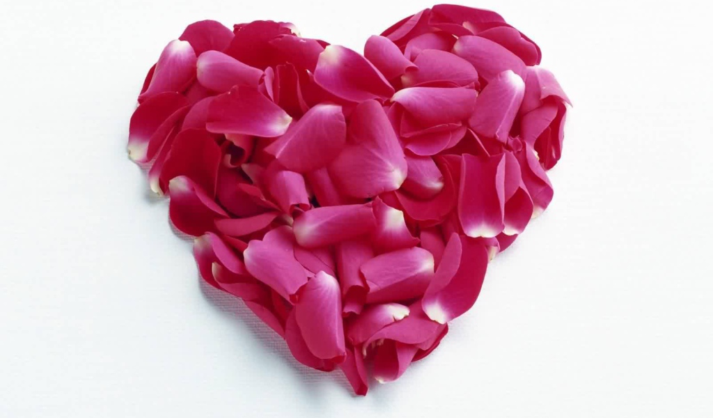 Сердце из красных лепестков на День Влюбленных 14 февраля