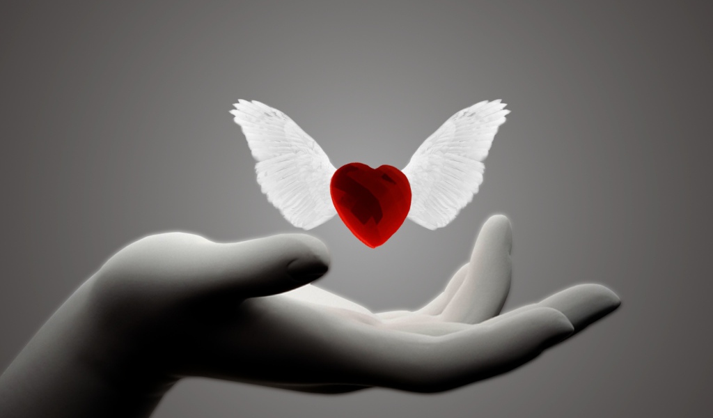 Сердце с крыльями на День Святого Валентина 14 февраля