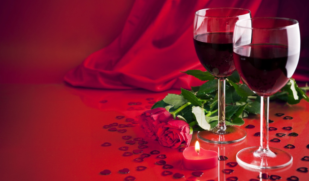Розы и вино на День Святого Валентина