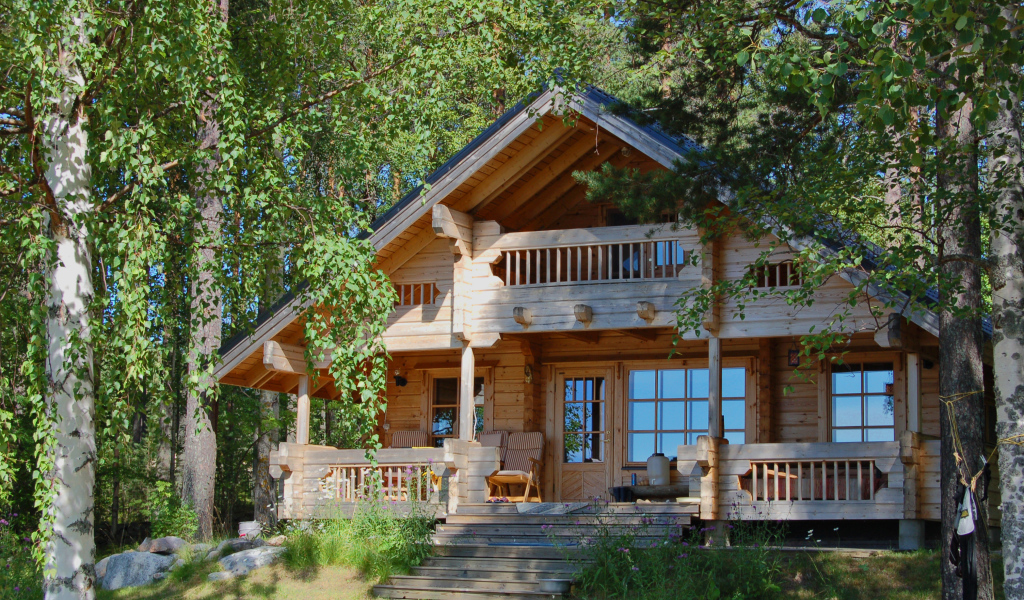 Деревянный дом в лесу