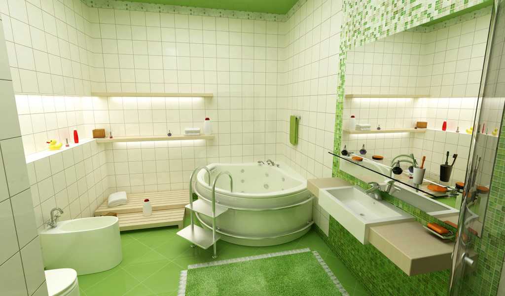 Bathroom in green style