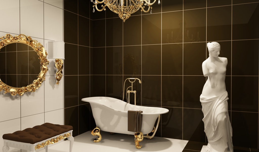 Ванная комната со статуей