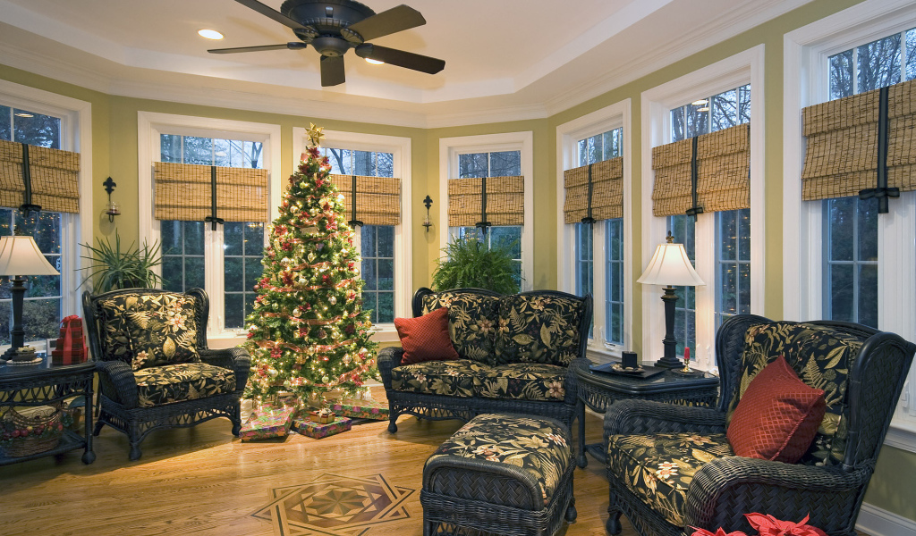 Комната украшенная на Рождество