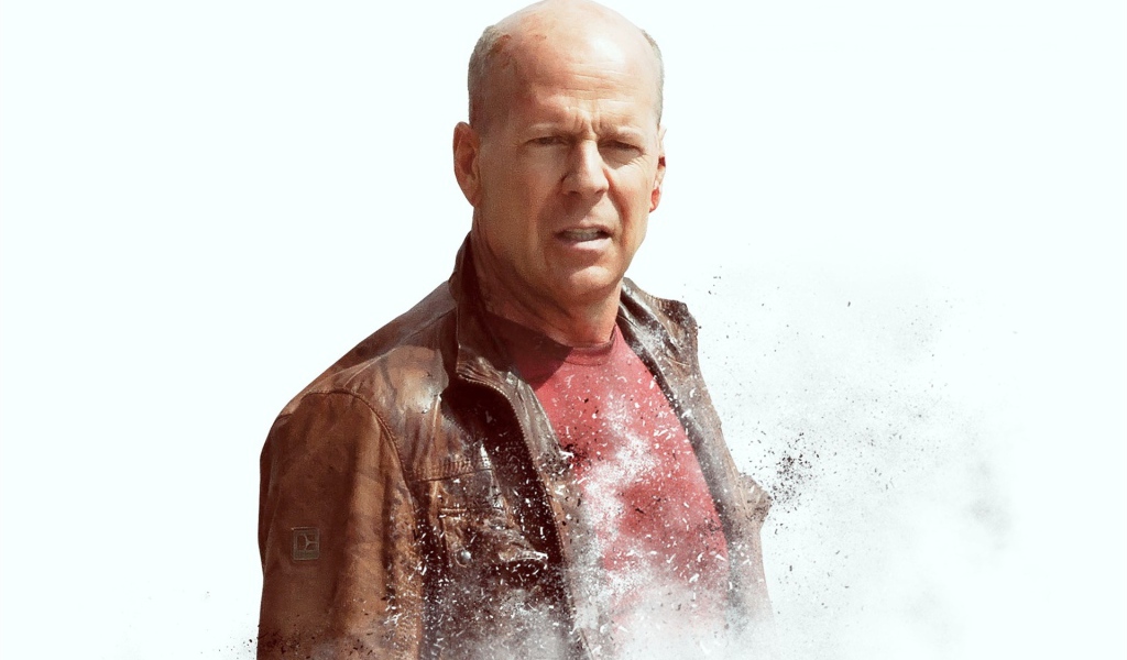 Известный киноактер Брюс Уиллис на белом фоне