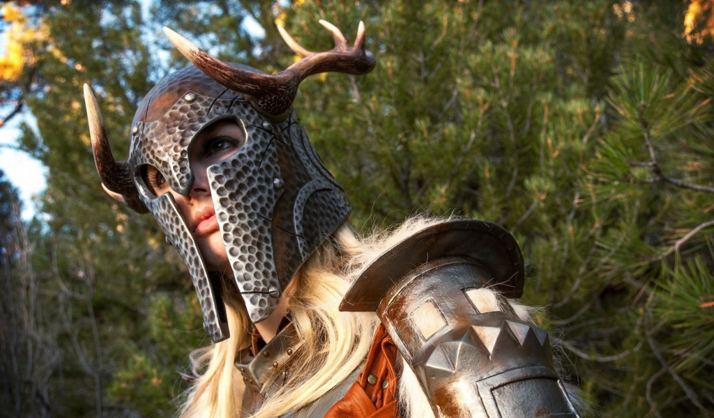 Девушка в доспехах с рогами