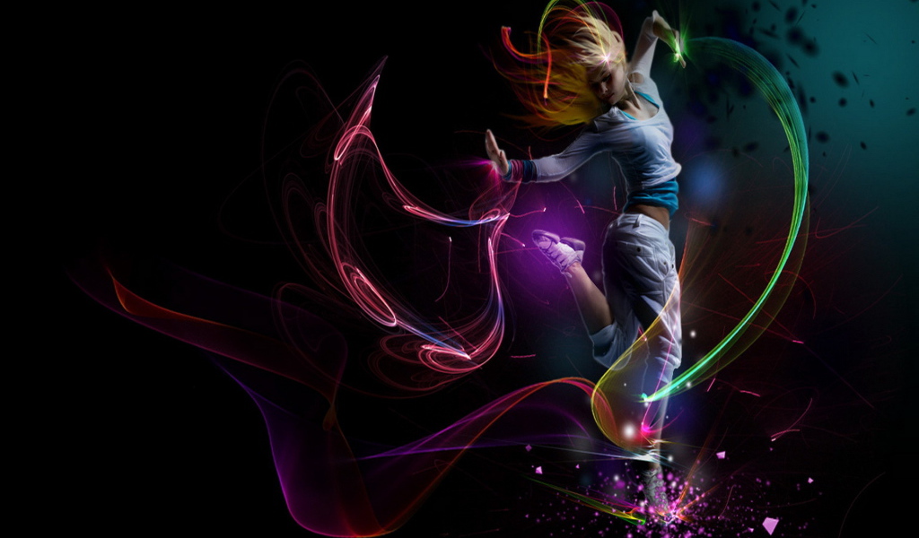 Танец среди линий света