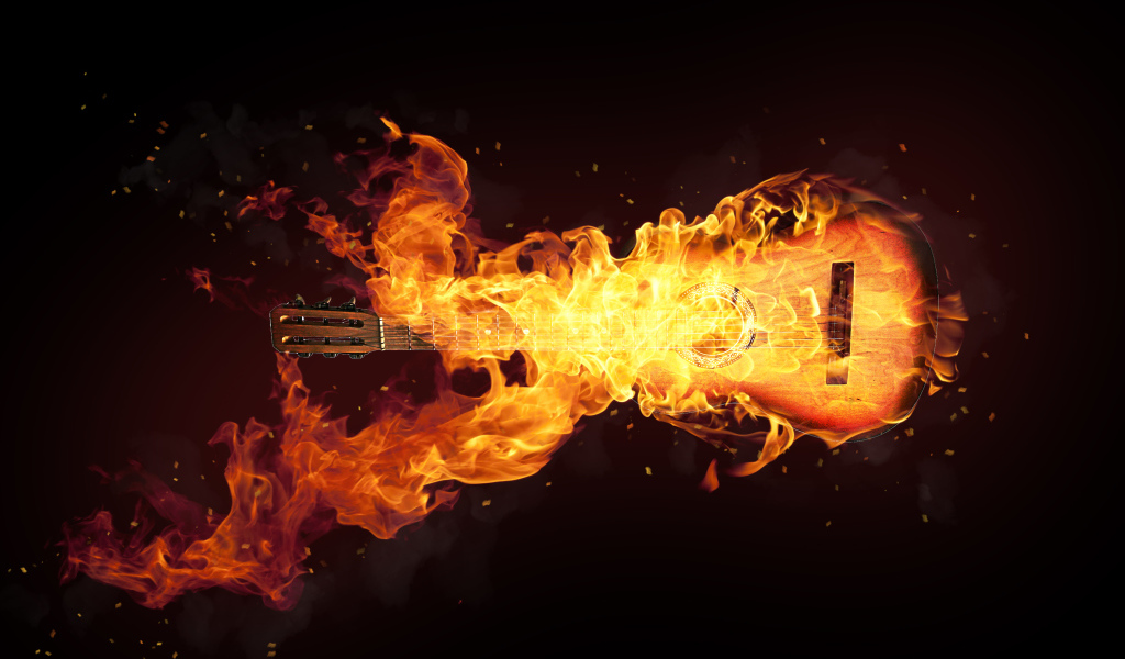 Гитара горит в огне
