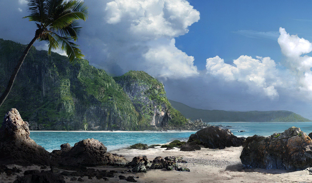 Пляж у залива