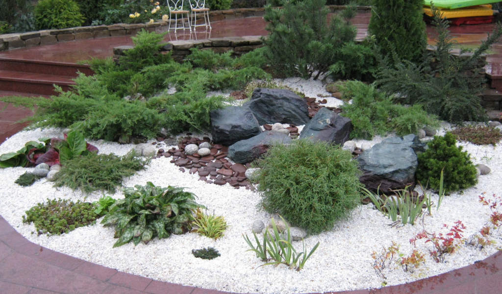 Красивая альпийская горка в нашем саду