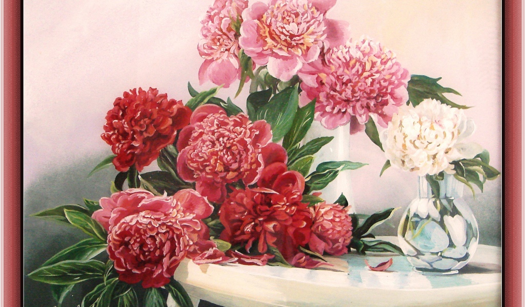Красивая картина цветы пионы