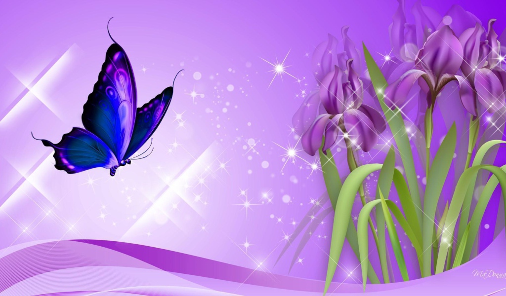 Бабочка на ирисах