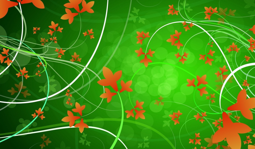 Оранжевые цветы на фоне зелени