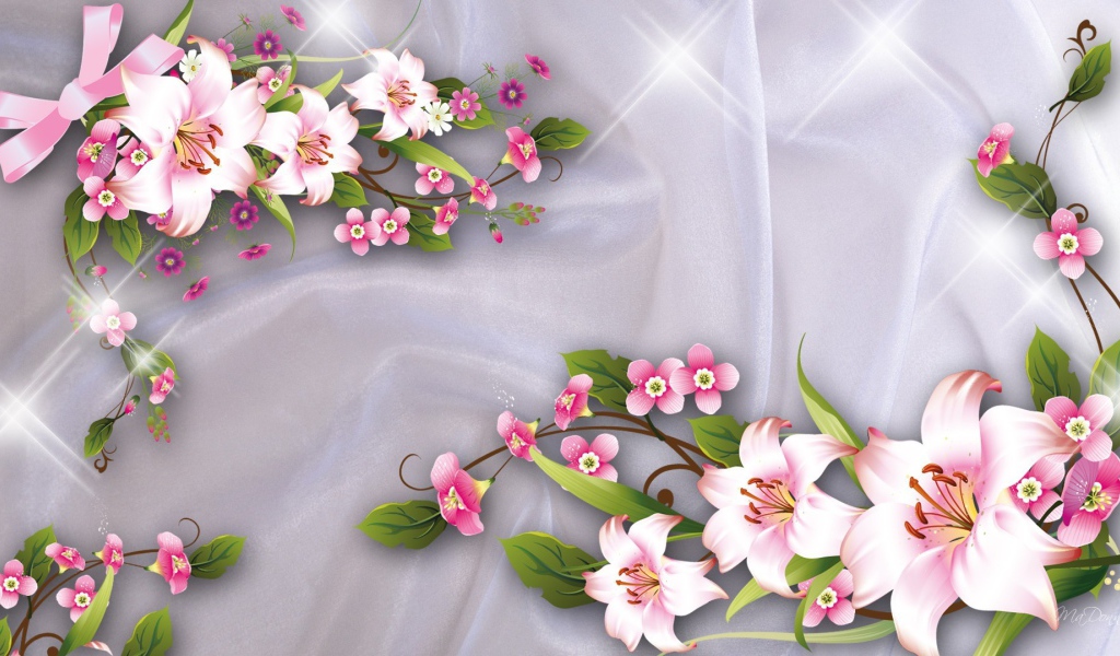 Орнамент из розовых цветов