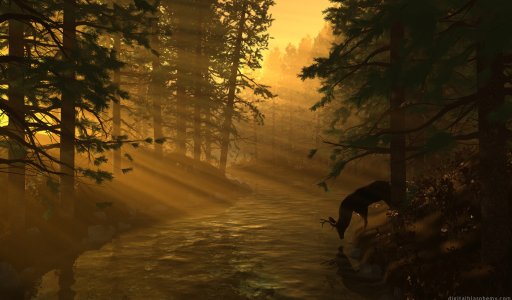 Олень в лучах солнца