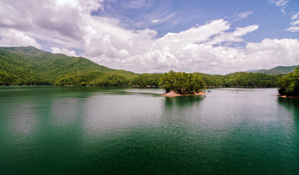 	   The island on a mountain lake