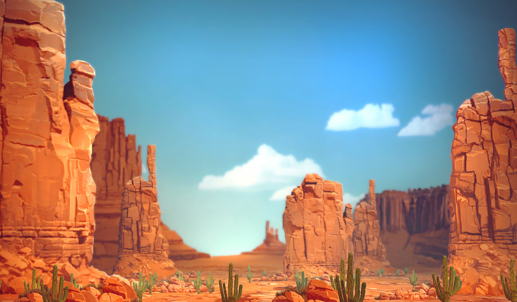 Кактусы в каньоне