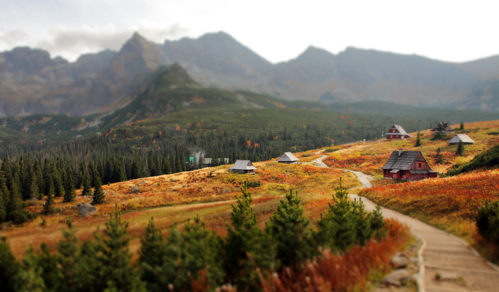 Посёлок на фоне гор Татры