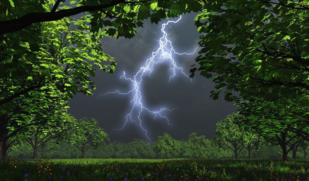 Пейзаж с молнией