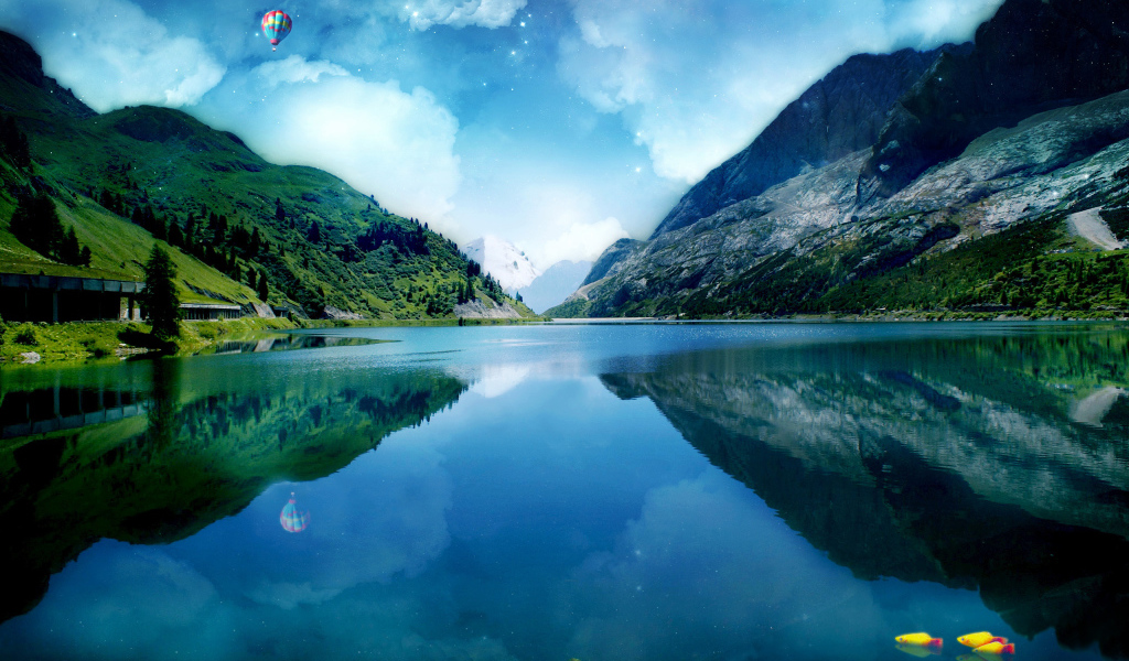 Красивые рыбки в озере