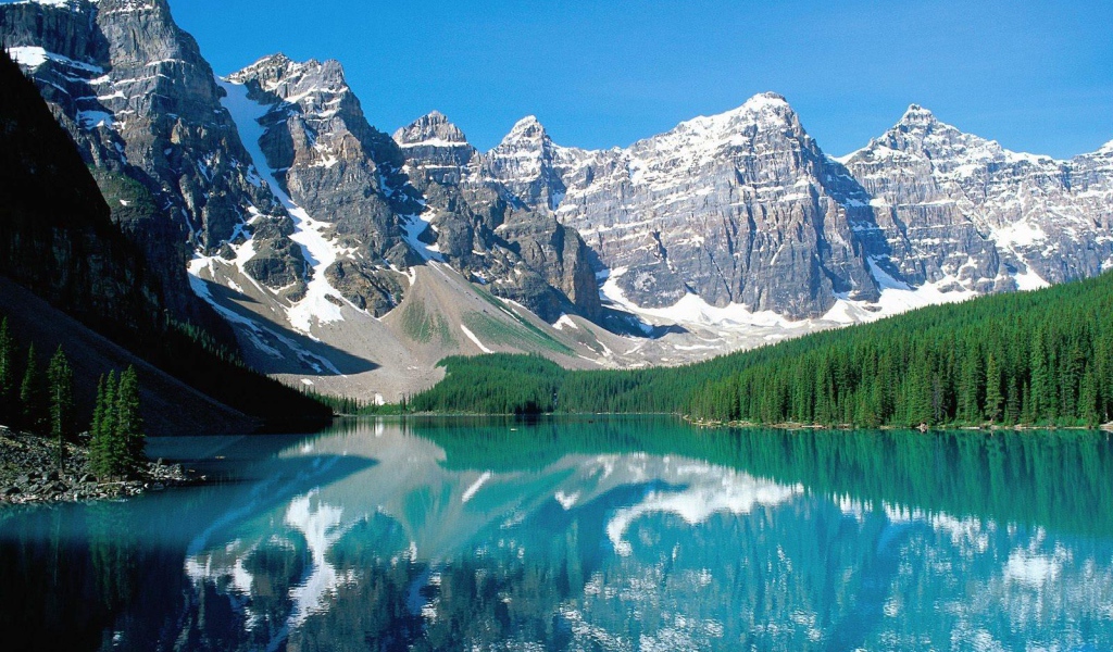 Озеро у подножия скал