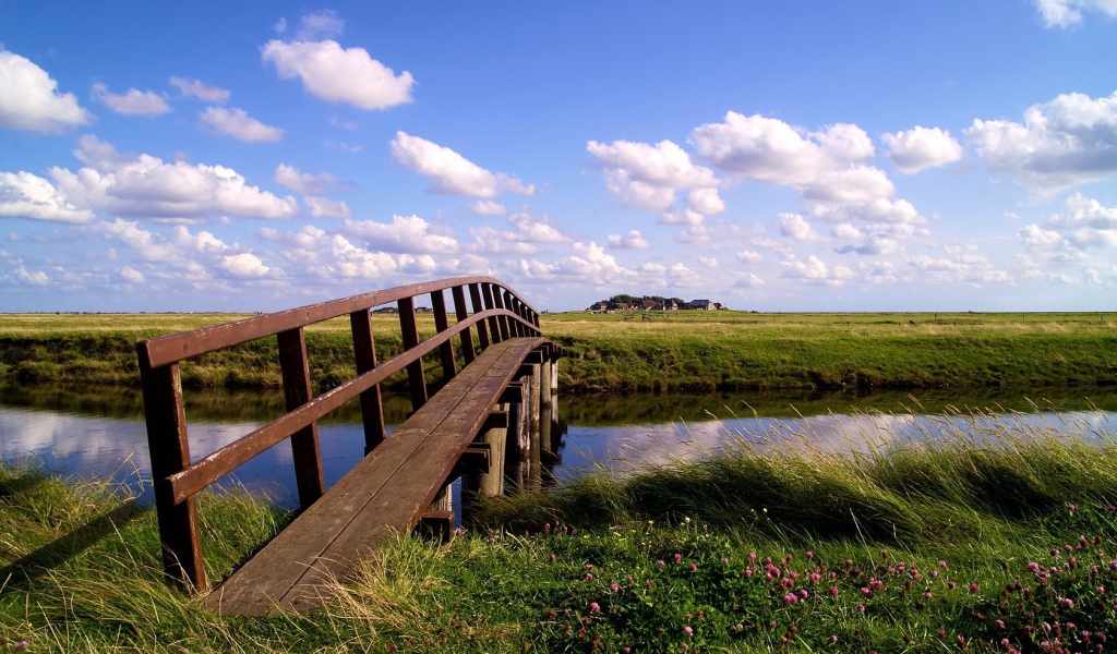 Деревянный мост через реку