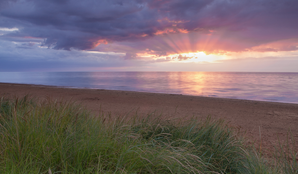 Море и лучи вечернего солнца
