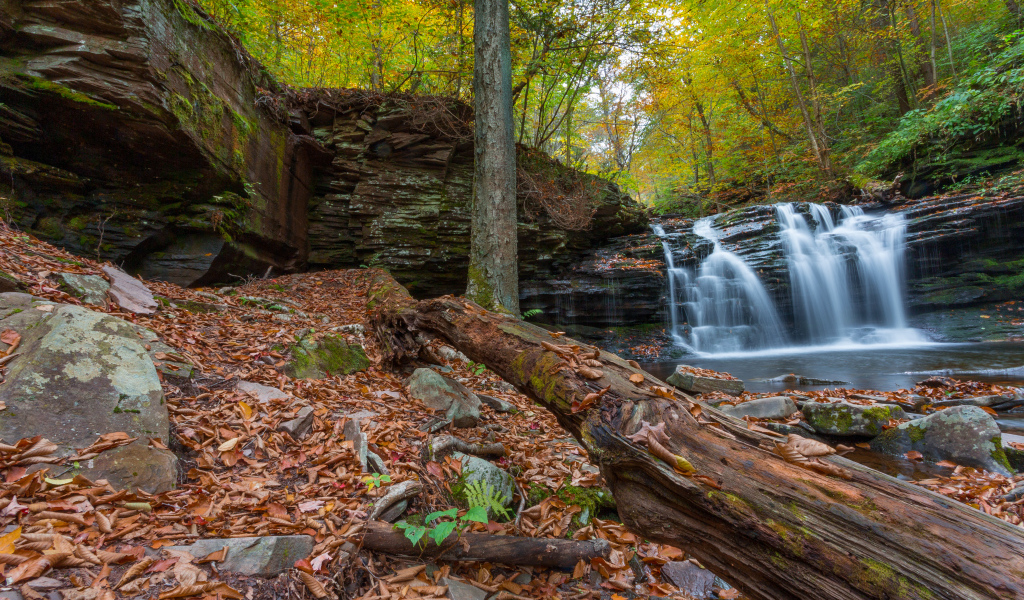Скалы с водопадом