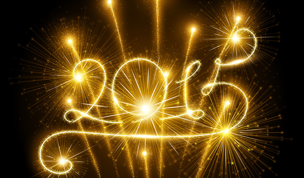 Яркий фейерверк на Новый Год 2015