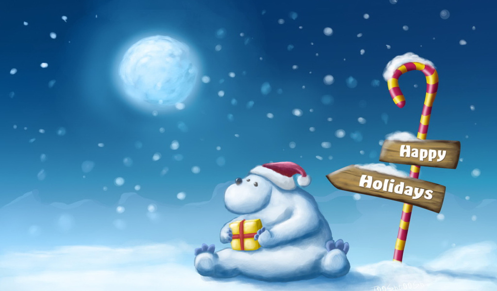 Белый медведь поздравляет с праздником