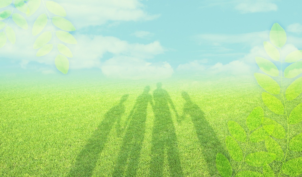 Тень семьи на траве