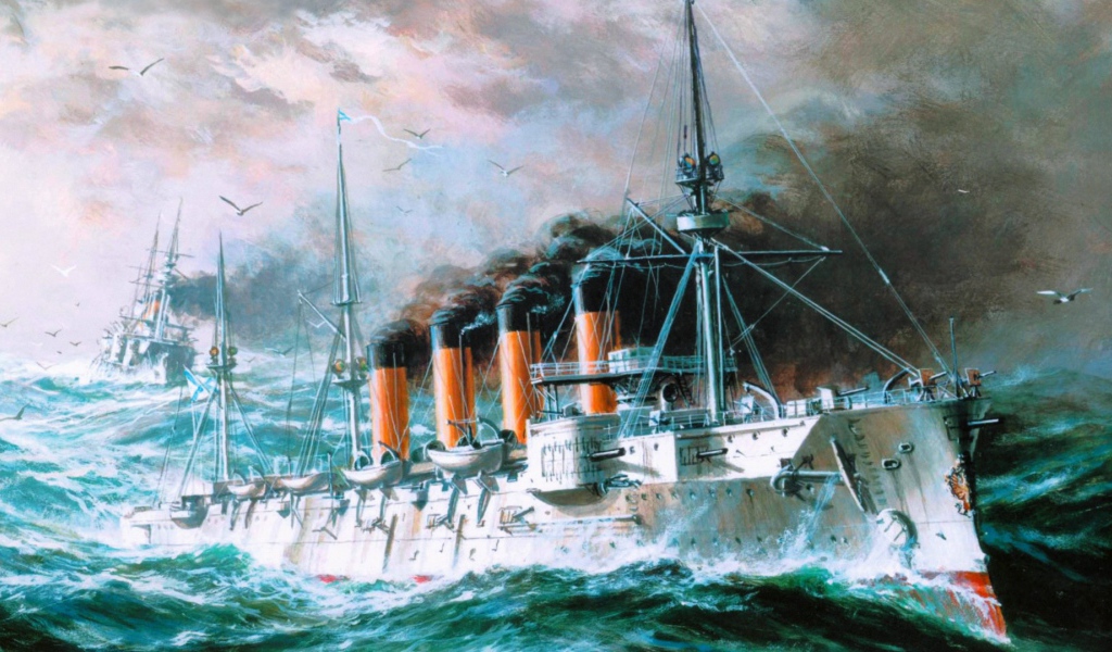 Четырех трубный крейсер