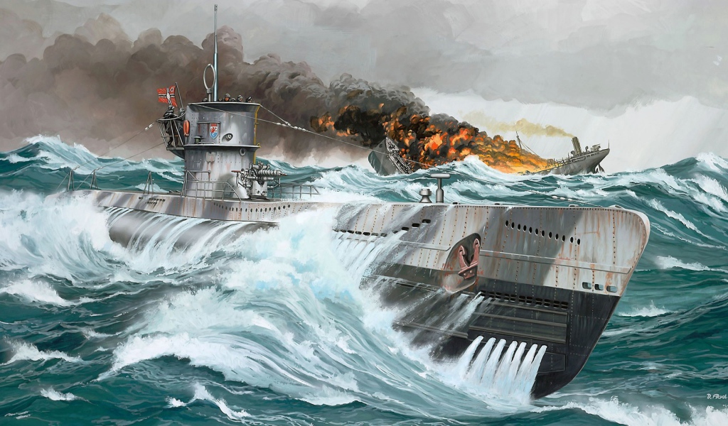 Немецкая подлодка выиграла бой