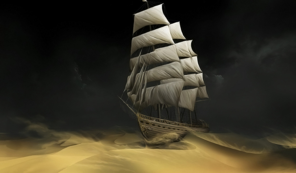 Парусник в ночном море