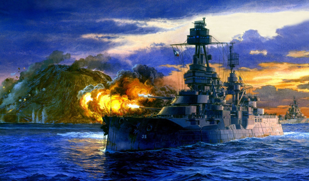 Корабль на закате