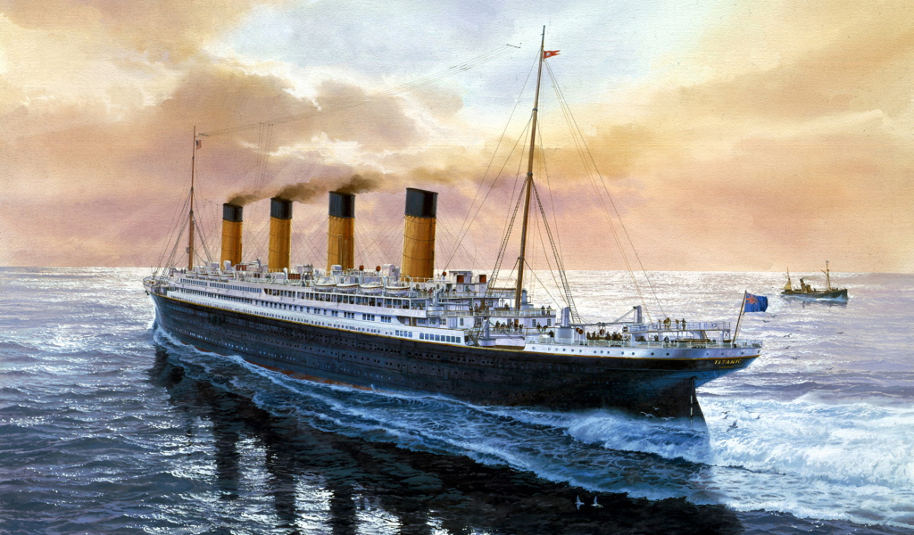 Титаник рассекает воды моря