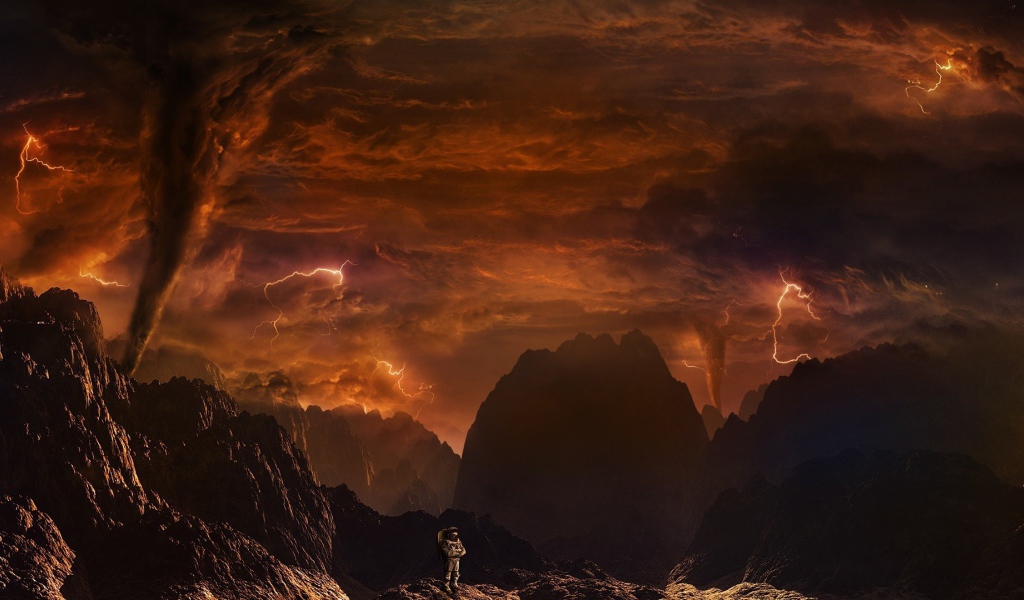 Космонавт на огненной планете